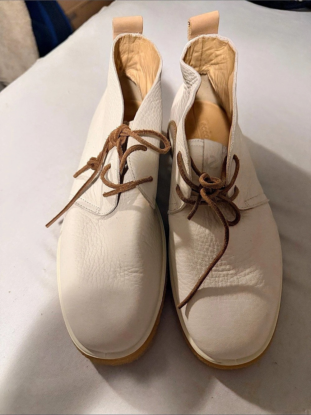 ECCO Crepetray Tie / Crepetray Boot White Lace-Up Shoes